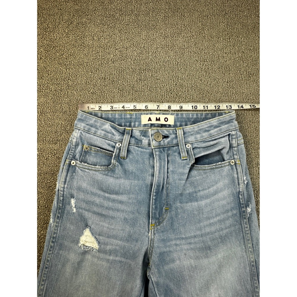 AMO Jeans Size 25 Desire Wash Chelsea Crop High Rise Distressed Straight Leg - Picture 6 of 9